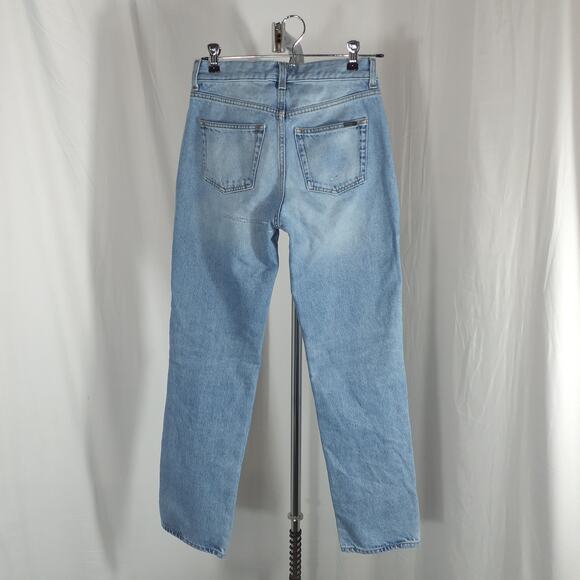 Saint Laurent 'Cassandre' Blue Embellished High-Rise Straight-Leg Denim Jeans - Picture 3 of 5